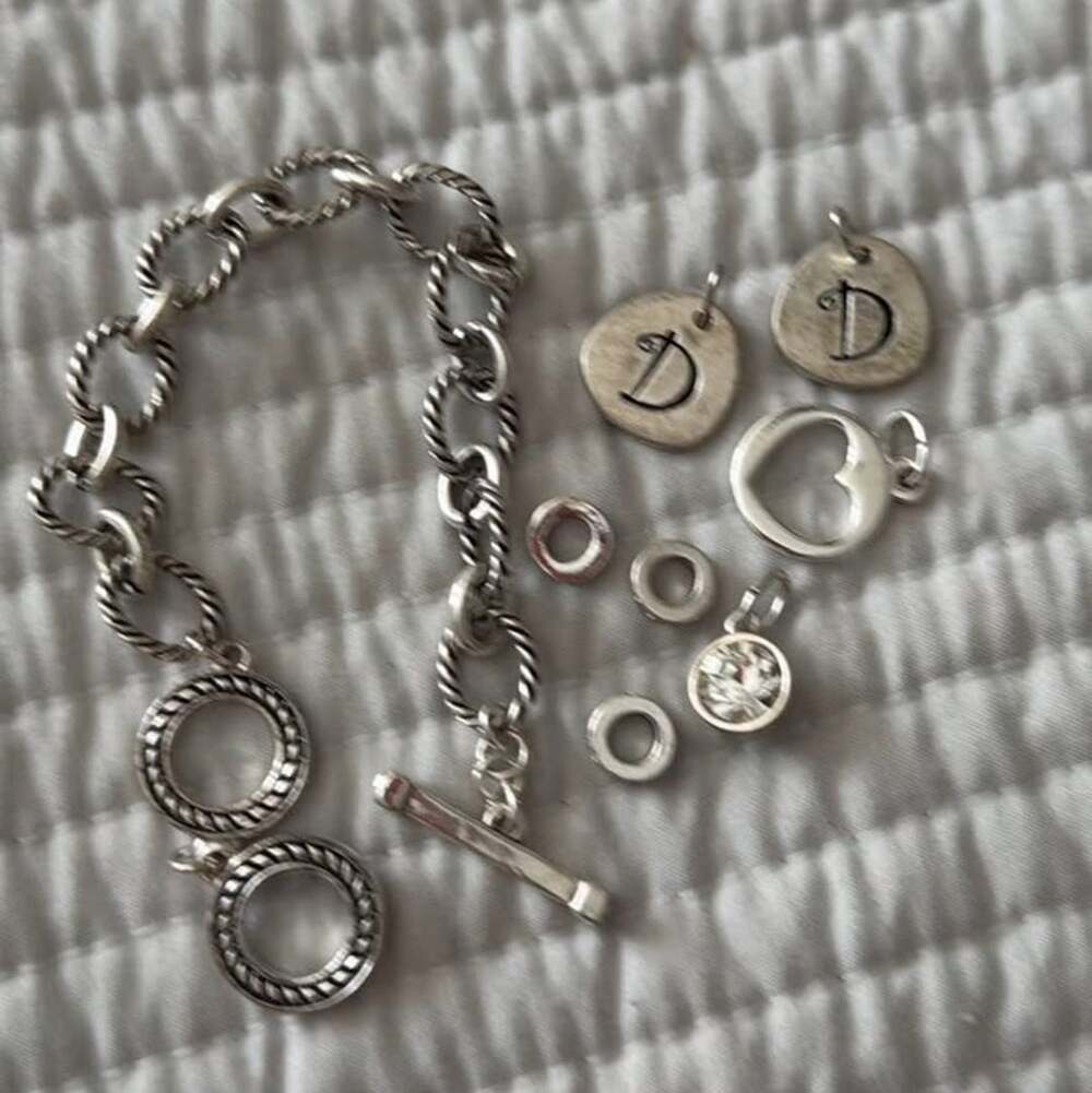 Premier Designs Silver Tone Chunky Chain Link Interchangeable Toggle Bracelet wi